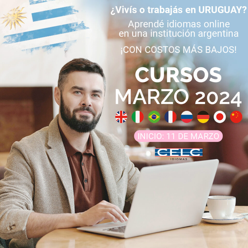 Clases de Idiomas en CELC Online Inglés Italiano Portugués Francés Alemán Chino Japonés Ruso para todo Uruguay, Clases 2024